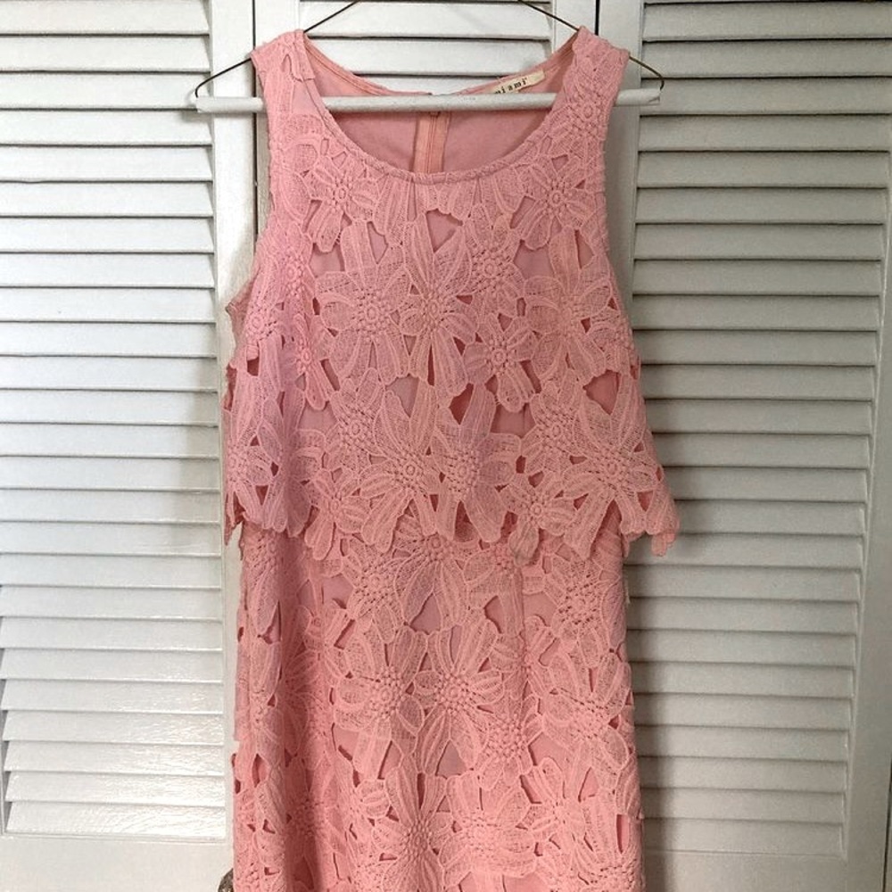 Miami Pink Polyester Lace Daisy Dress